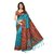 Fabwomen Sarees Kalamkari Cyan And Multi  Coloured Mysore Art Silk With Tassels Fashion Party Wear Women's Saree/Sari.