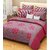 Reet Textile Pink Patch Design Cotton Double Bedsheet With 2 Pillow Covers