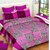 Reet Textile Pink Square Box Design Cotton Double Bedsheet With 2 Pillow Covers