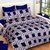 Reet Textile Blue Check Box Design Cotton Double Bedsheet With 2 Pillow Covers