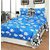 Reet Textile Blue Floral with Black Border Cotton Double Bedsheet With 2 Pillow Covers