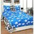 Reet Textile Blue Floral with Black Border Cotton Double Bedsheet With 2 Pillow Covers