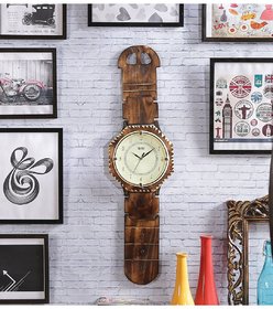 Brown Mango Wood Wall Clock by Shilpi