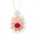 GehnaVille Designer Gold Plated Metal Alloy Double Peacock American Diamond and Ruby Pendant Set With Chain For Women And Girls
