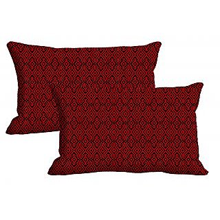 Red Pattern Set Of 2 Pc Digitally Printed Pillow Cover -Size(12x18)