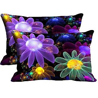 Multi Flower Set Of 2 Pc Digitally Printed Pillow Cover -Size(12x18)