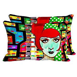 Angry Girl Set Of 2 Pc Digitally Printed Pillow Cover -Size(12x18)
