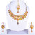 Fascraft Traditional Haar Shaped Necklace Set with Maang Tika and Multi-coloured Stones on Gold Finish