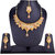 Fascraft Traditional Haar Shaped Necklace Set with Maang Tika and Multi-coloured Stones on Gold Finish