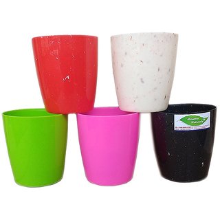 Minerva Naturals - Imitation marble colorful small decor plastic planters(set of 5 ) Multi color