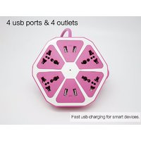Universal 4 USB Plug Socket Power Extension Box Socket