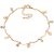 Bijou Vertex Light Gold Delicate Anklet With Heart & Crystal Charms