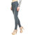 Manash Fashion Grey Denim Solid Casual Upper Waist Jeans For Women