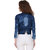 Manash Fashion Blue Denim Solid Casual Jacket For Women