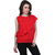 BuyNewTrend Women's Red Solid Crepe Round Neck Tunics