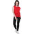 BuyNewTrend Women's Red Solid Crepe Round Neck Tunics