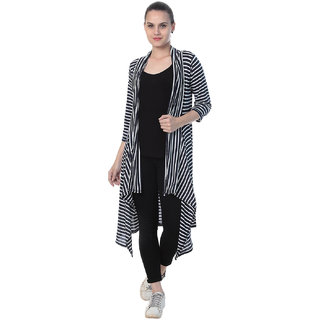 BuyNewTrend Women's Multicolor Striped Cotton Lycra Shrug