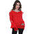 BuyNewTrend Women's Red Solid Crepe U-Neck Tunics