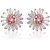 Fascraft American Diamond Multi-Petal Flower Stud Earrings with Pink Stone on Rose Gold Finish