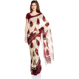 Sofi Women's Solid Beige Mangalgiri polycotton Sari