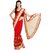 Sofi Women's Solid Red Synthetic Sari