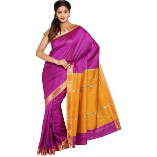 Sofi Women's Solid Purple Mysore Art silk Sari