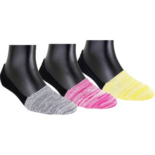Neska Moda Women 3 Pairs Multicolor Cotton No Show Loafer Socks S940
