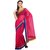 Sofi Women's Solid Pink Synthetic net Sari