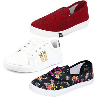 Buy Super Combo Multicolor Pack Of Women Girls 3 Casual Shoes