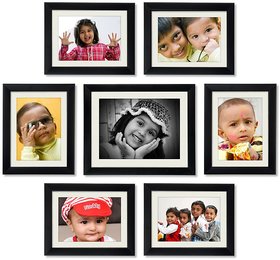 CRETE Glass Wall Hanging Brown Photo Frame Sets Pack of 7