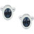 The Jewelbox 3D Sapphire Dark Blue Round Silver Rhodium Plated Brass Cufflink Pair For Men