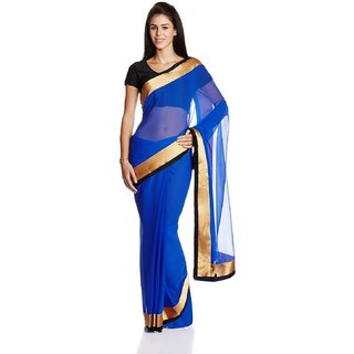 Sofi Women's Floral Blue Chiffon Sari