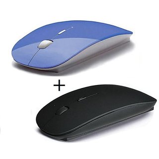 Buy 1 Get 1 Free  2.4GHz Ultra Slim Wireless Optical Mouse Blue  Black