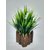 Artificial Plant By Adaspo With Green Grass and White Kali Buds As Miniature PLanter In Wooden Pot (16X22X16 CM ) (White)