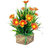 Artificial Plant With Pot by Adaspo With Green Grass and Orange Flower Buds (21X24X21 CM) (Orange)