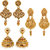Traditional Ethnic Gold Plated Combo of 3 Designer Danglers and Jhumkis with crystal stones by Donna CO3104727G