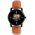 new black  dial brown leather strap mahadev watch for boys  men 6 month warranty