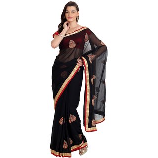 Sofi Women's Black Chiffon Sari