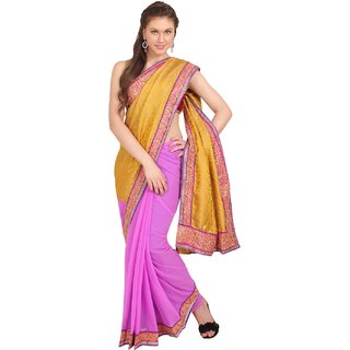 Sofi Women's Solid Yellow Brasso Sari