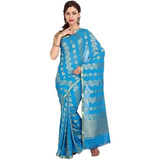 Sofi Women's Blue Synthetic georgette Sari