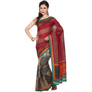 Sofi Women's Solid Maroon Art Silk Sari