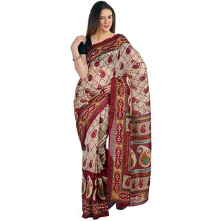 Sofi Women's Printed Red Art Silk Sari