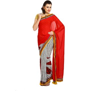Sofi Women's Red Georgette Sari