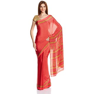 Sofi Women's Red Crepe Sari