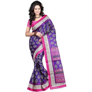 Sofi Women's Polka Printed Purple Art Silk Sari