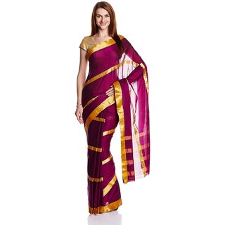 Sofi Women's Purple Cotton Sari