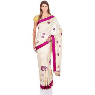 Sofi Women's Solid White Art Silk Sari