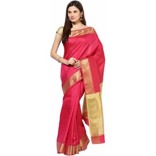 Sofi Women's Jacquard Pink Tussar silk Sari