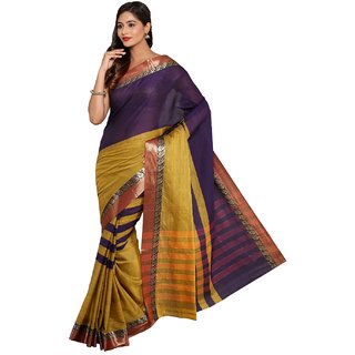 Sofi Women's Striped Purple Venkatgiri poly cotton Sari