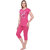 Matelco Women's Cotton Printed Night Suit /Lounge Wear Set Of T-Shirt  Capri Pajama (Ad09T-PiPinkMedium)